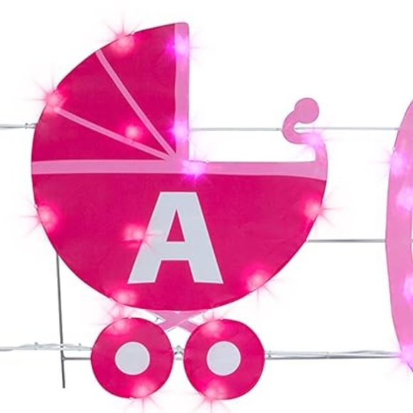 Gemmy Pink 'It's a Girl' Party yard sign with Lights!! - Picture 4 of 4